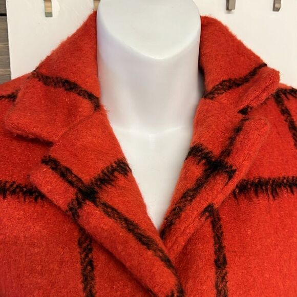 Old Navy Girl’s Red and Black Checked Peacoat Lined Jacket w/ Pockets- Lge 10/12 - Picture 7 of 16